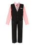 Rafael Baby Boys Pink Shirt Necktie Striped Pants Vest Suit 6-24M SophiasStyle.com